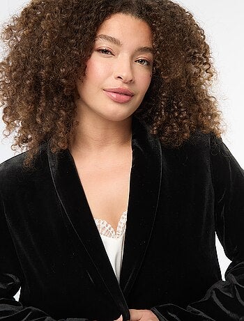 Giacca lunga in velluto satinato