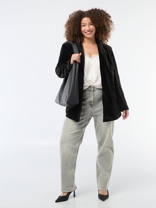 Giacca lunga in velluto satinato - Kiabi Giacca lunga in velluto satinato - Kiabi