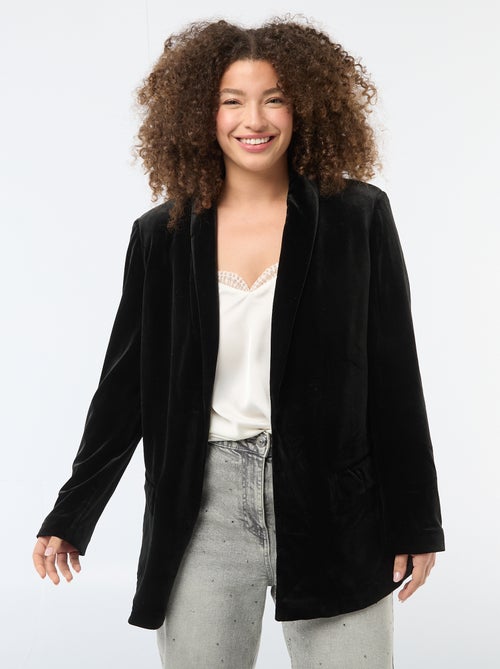 Giacca lunga in velluto satinato - Kiabi Giacca lunga in velluto satinato - Kiabi