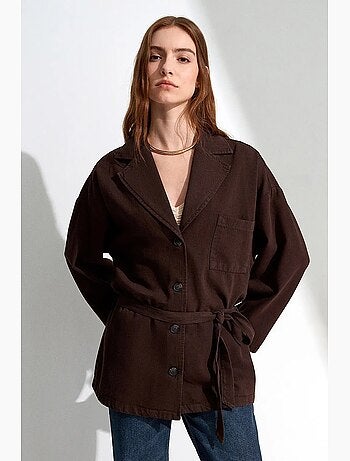 Giacca lunga oversize con cintura dilvin