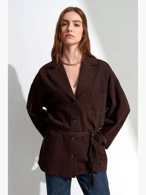 Giacca lunga oversize con cintura dilvin - Kiabi