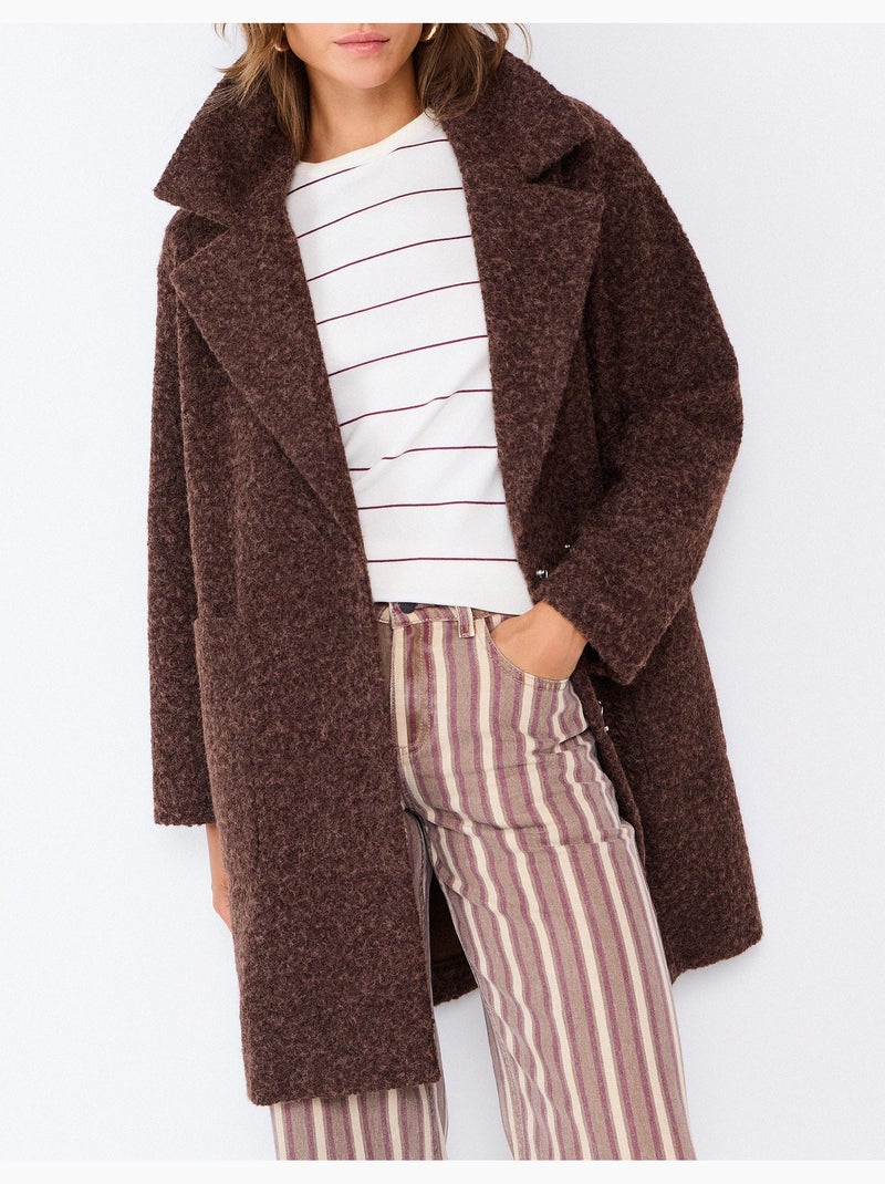 Giacca midi effetto bouclé, mo fashion Marrone - Kiabi