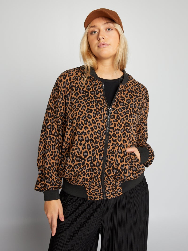 Giacca morbida 'leopardo' 'Only Carmakoma' MARRONE - Kiabi
