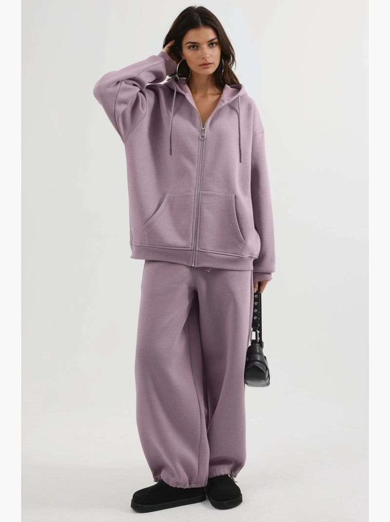 Giacca oversize con cappuccio e zip busem Lavanda - Kiabi