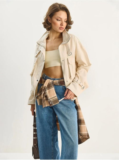 Giacca oversize in cotone gabardine lucci - Kiabi Giacca oversize in cotone gabardine lucci - Kiabi