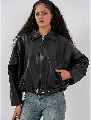 Giacca oversize in ecopelle con cintura bdart