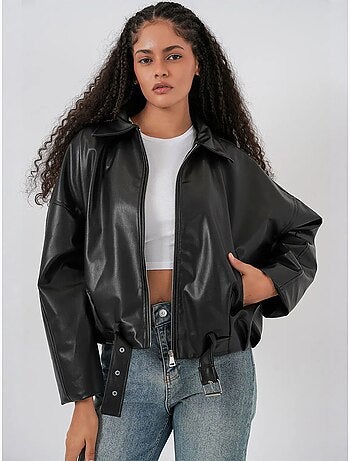 Giacca oversize in ecopelle con cintura bdart