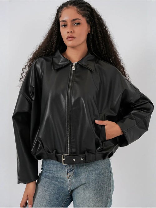 Giacca oversize in ecopelle con cintura bdart - Kiabi Giacca oversize in ecopelle con cintura bdart - Kiabi