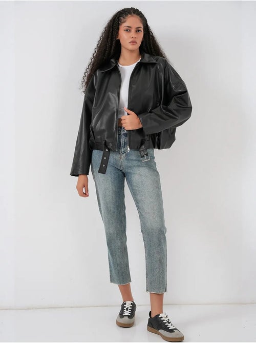 Giacca oversize in ecopelle con cintura bdart - Kiabi Giacca oversize in ecopelle con cintura bdart - Kiabi
