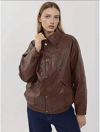 Giacca oversize in ecopelle con tasche hiccup