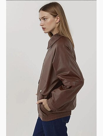 Giacca oversize in ecopelle con tasche hiccup