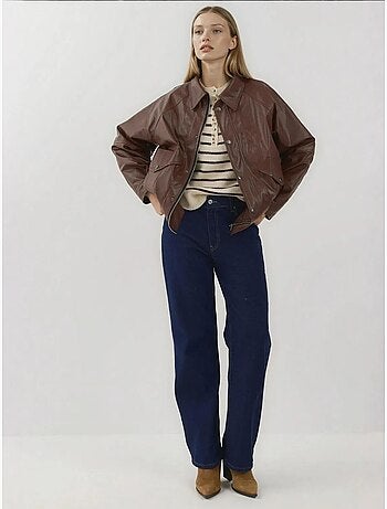 Giacca oversize in ecopelle con tasche hiccup
