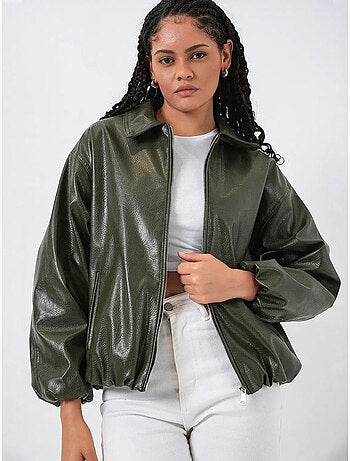 Giacca oversize in ecopelle con zip bdart