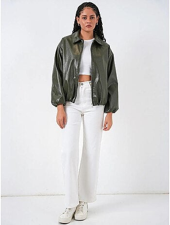 Giacca oversize in ecopelle con zip bdart