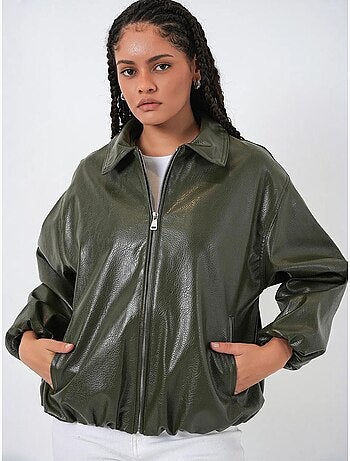 Giacca oversize in ecopelle con zip bdart