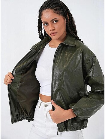 Giacca oversize in ecopelle con zip bdart