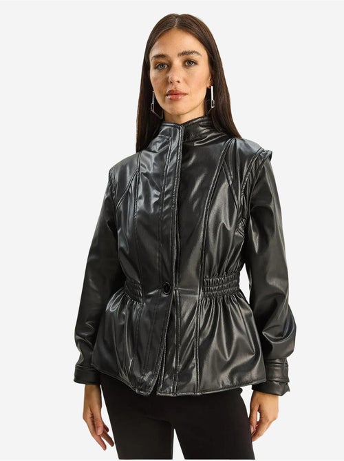 Giacca oversize in ecopelle con zip lucci - Kiabi Giacca oversize in ecopelle con zip lucci - Kiabi