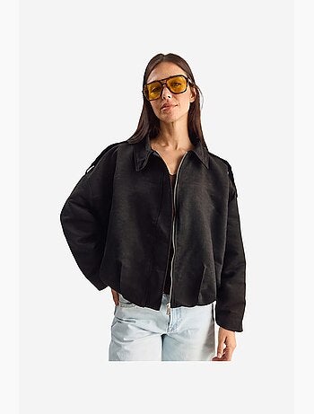 Giacca oversize in finta pelle scamosciata lucci