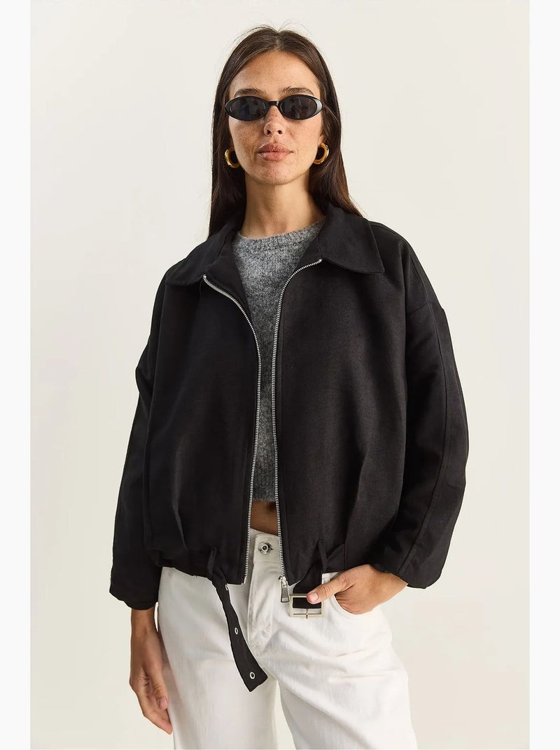 Giacca oversize in finto suede lucci Nero - Kiabi