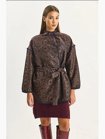 Giacca oversize in jacquard con chiusura a fibbia lucci