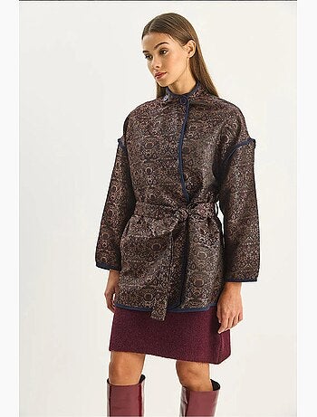Giacca oversize in jacquard con chiusura a fibbia lucci