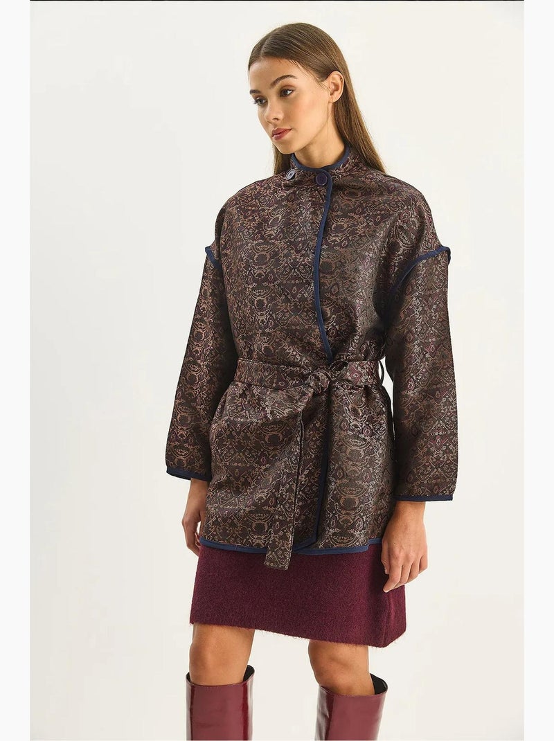 Giacca oversize in jacquard con chiusura a fibbia lucci Marrone scuro - Kiabi