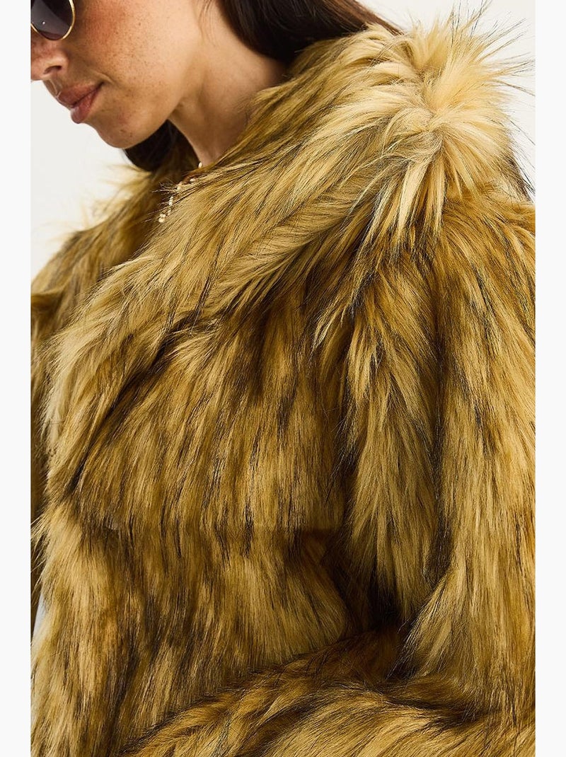 Giacca oversize in pelliccia sintetica lucci Cammello - Kiabi