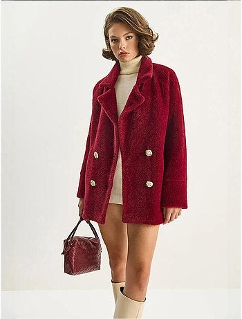 Giacca oversize in peluche testurizzata lucci