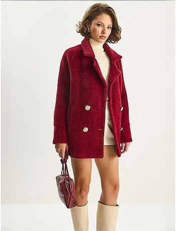 Giacca oversize in peluche testurizzata lucci