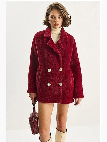 Giacca oversize in peluche testurizzata lucci