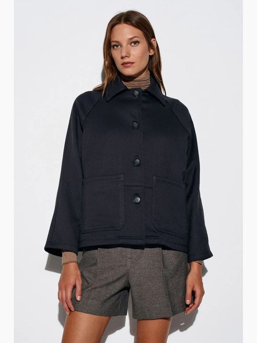 Giacca oversize in tessuto intrecciato effetto peluche con bottoni dilvin - Kiabi