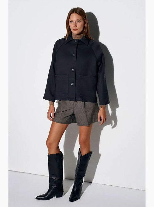 Giacca oversize in tessuto intrecciato effetto peluche con bottoni dilvin - Kiabi