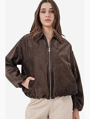 Giacca oversize in velluto con zip e tasche bdart