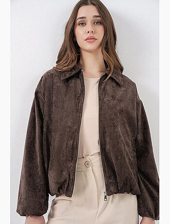 Giacca oversize in velluto con zip e tasche bdart