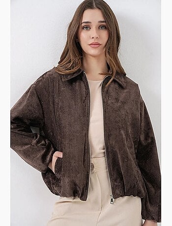 Giacca oversize in velluto con zip e tasche bdart