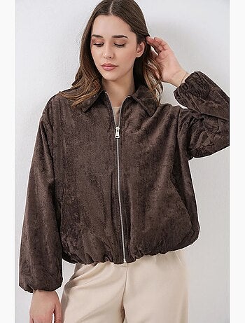 Giacca oversize in velluto con zip e tasche bdart