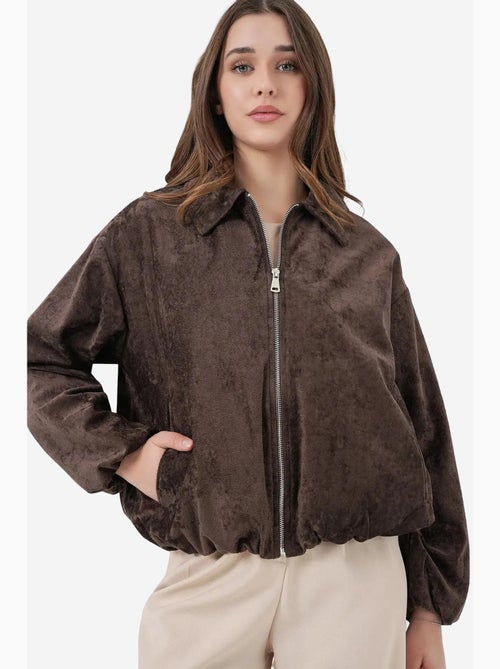 Giacca oversize in velluto con zip e tasche bdart - Kiabi Giacca oversize in velluto con zip e tasche bdart - Kiabi