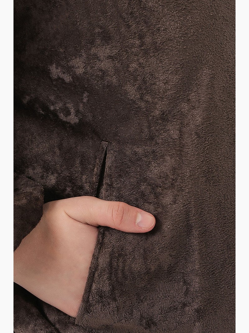 Giacca oversize in velluto con zip e tasche bdart Marrone cioccolato - Kiabi