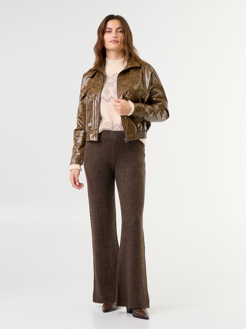 Giacca oversize in vinile Kaki - Kiabi
