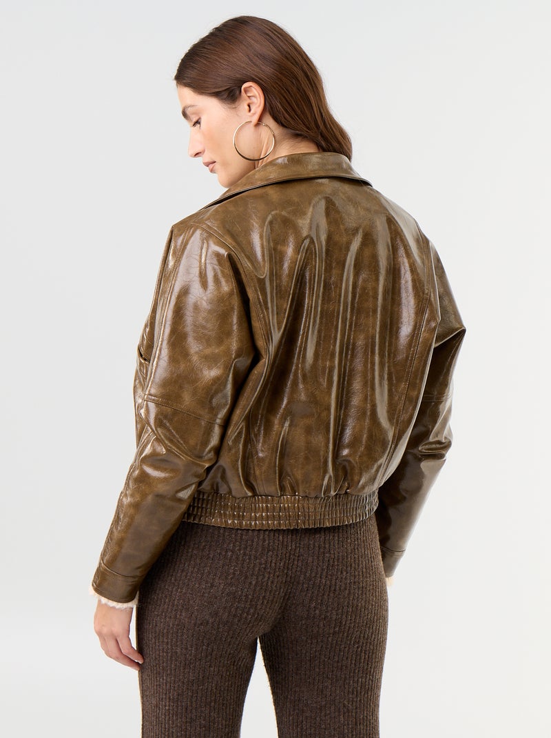 Giacca oversize in vinile Kaki - Kiabi