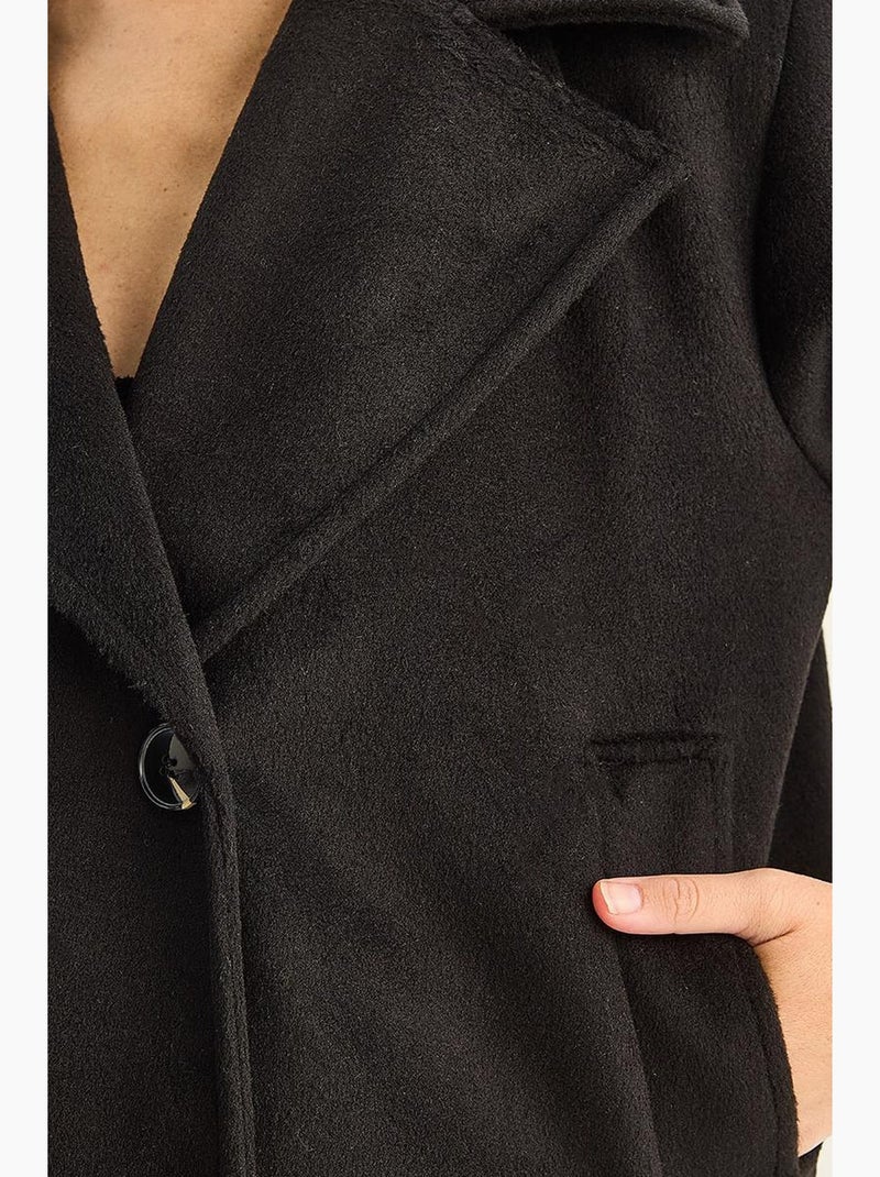 Giacca oversize spessa in peluche con bottoni lucci Nero - Kiabi