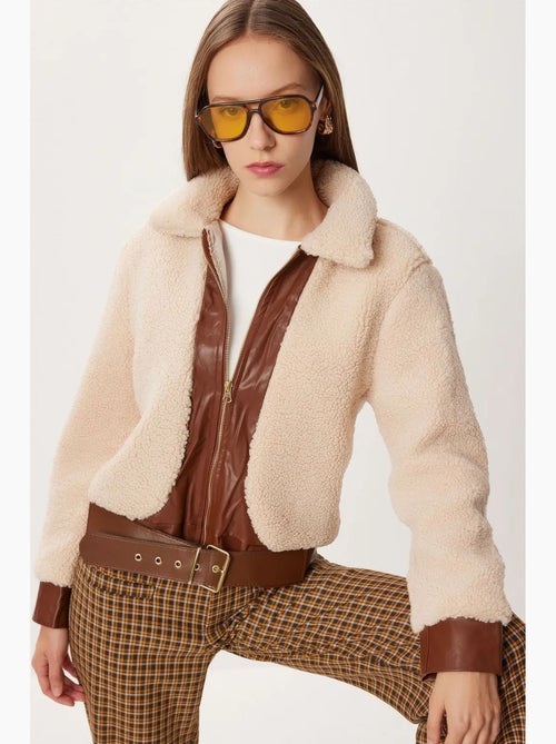 Giacca plush con dettagli in ecopelle istanbul - Kiabi Giacca plush con dettagli in ecopelle istanbul - Kiabi
