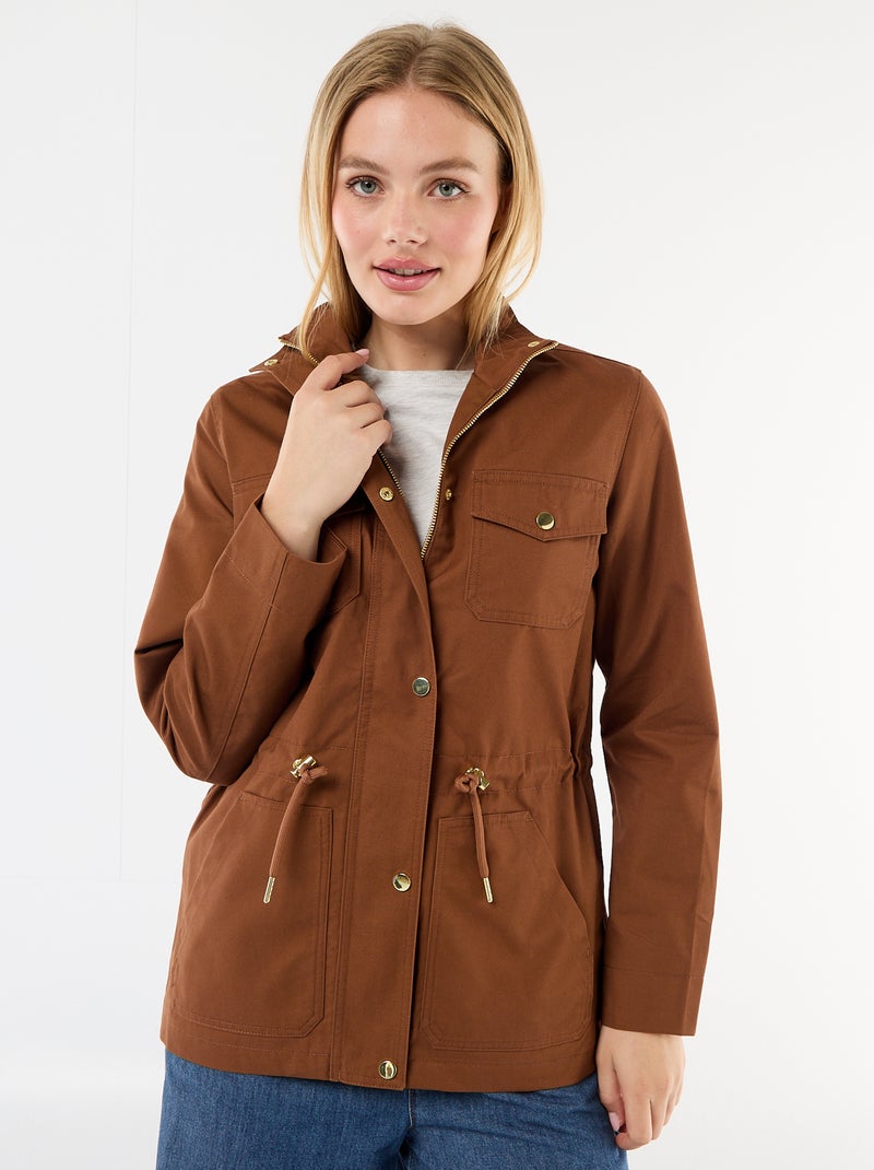 Giacca sahariana con bottoni a pressione sul davanti Marrone - Kiabi