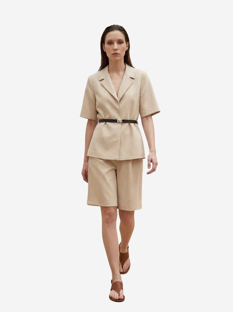 Giacca sartoriale con cintura e collo a scialle my fashion Beige argilla - Kiabi
