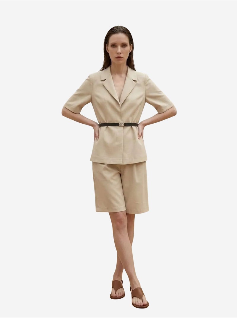 Giacca sartoriale con cintura e collo a scialle my fashion Beige argilla - Kiabi