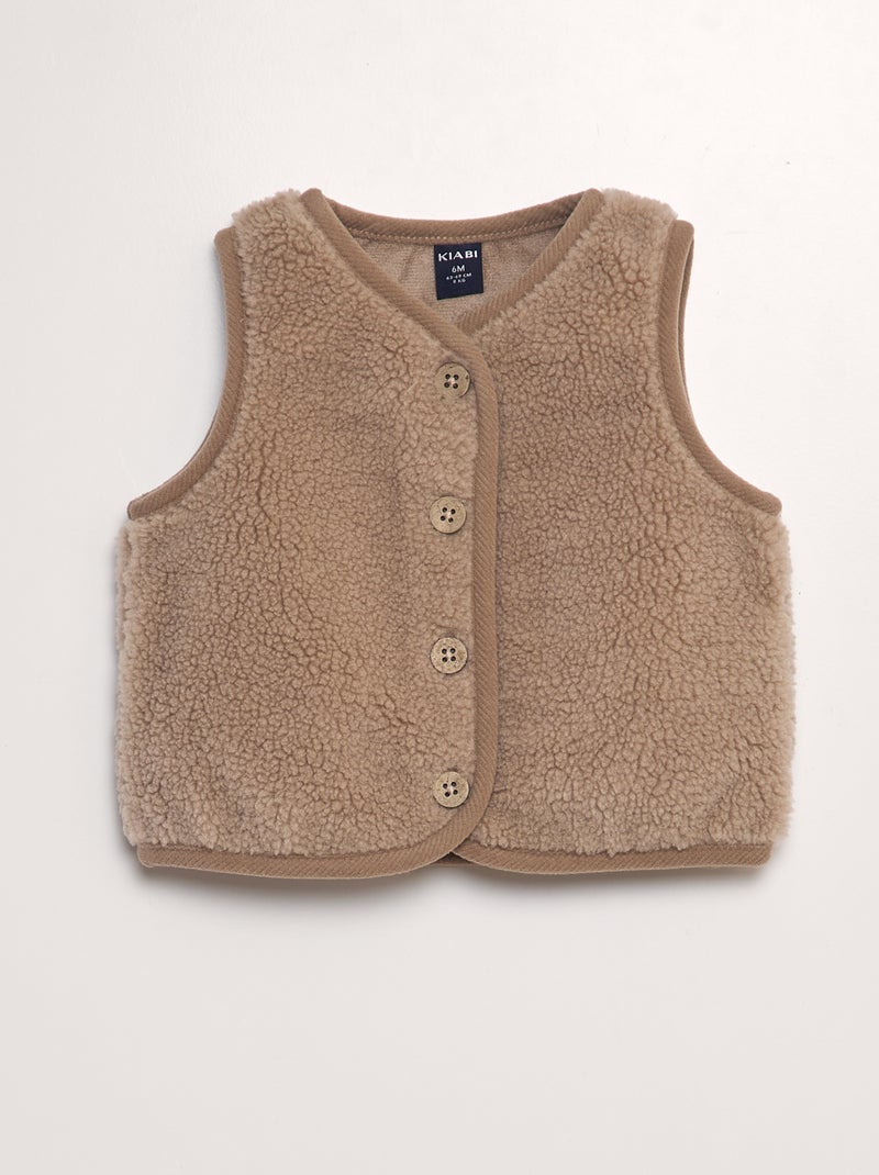 Giacca senza maniche effetto montone beige - Kiabi