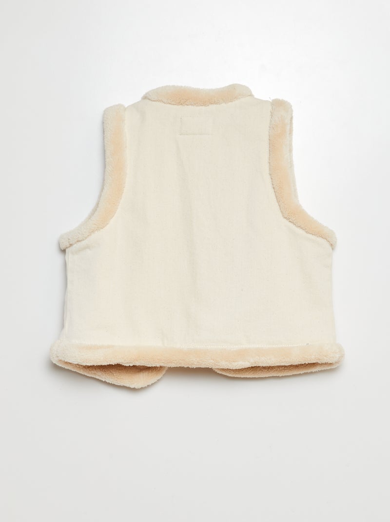 Giacca senza maniche in jeans e pelliccia sintetica BIANCO - Kiabi