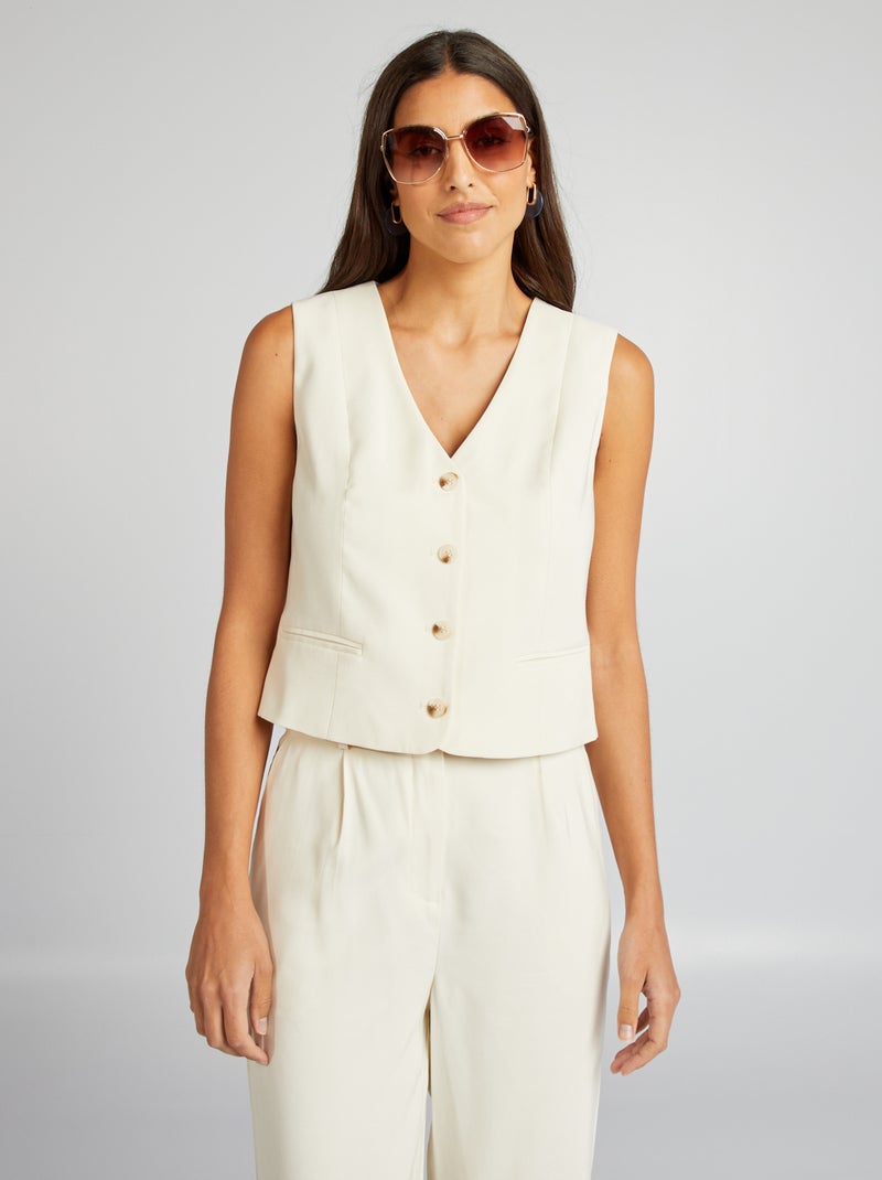 Giacca senza maniche in twill BEIGE - Kiabi