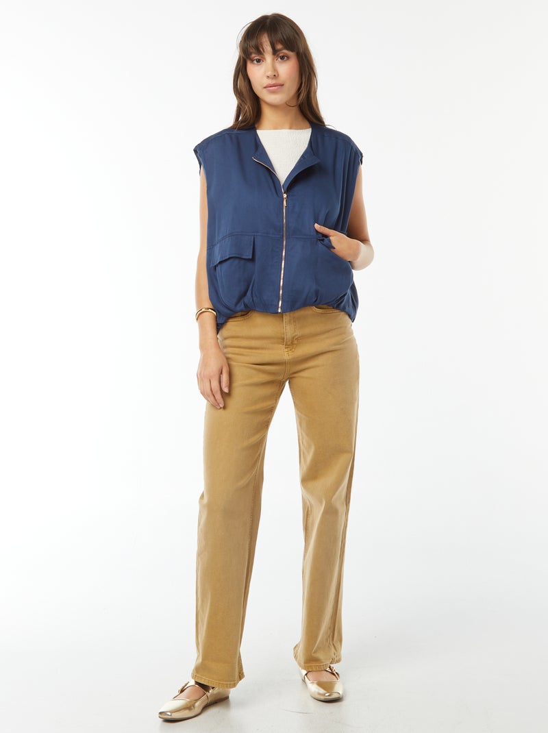 Giacca senza maniche satinata e con zip Blu - Kiabi