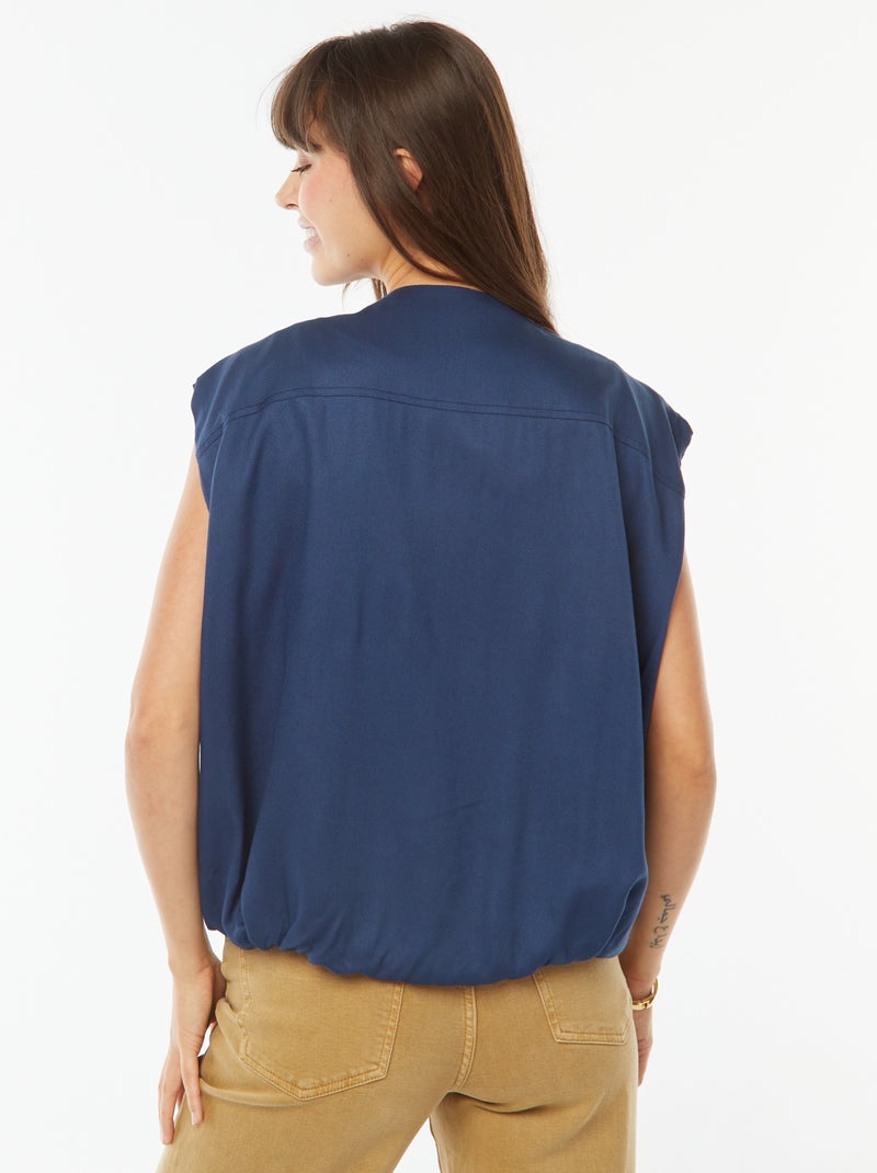 Giacca senza maniche satinata e con zip Blu - Kiabi